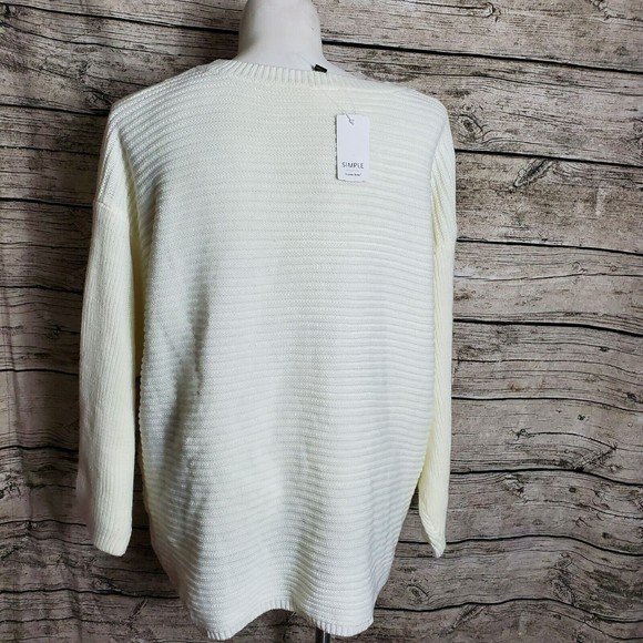 Simple by Suzanne Ivory Boatneck Ribbed Sweater Size 1X/2X NWT MSRP $114 - Picture 3 of 8